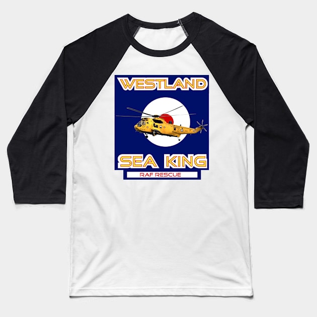 Westland Sea King Search and rescue helicopter in RAF roundel, Baseball T-Shirt by AJ techDesigns